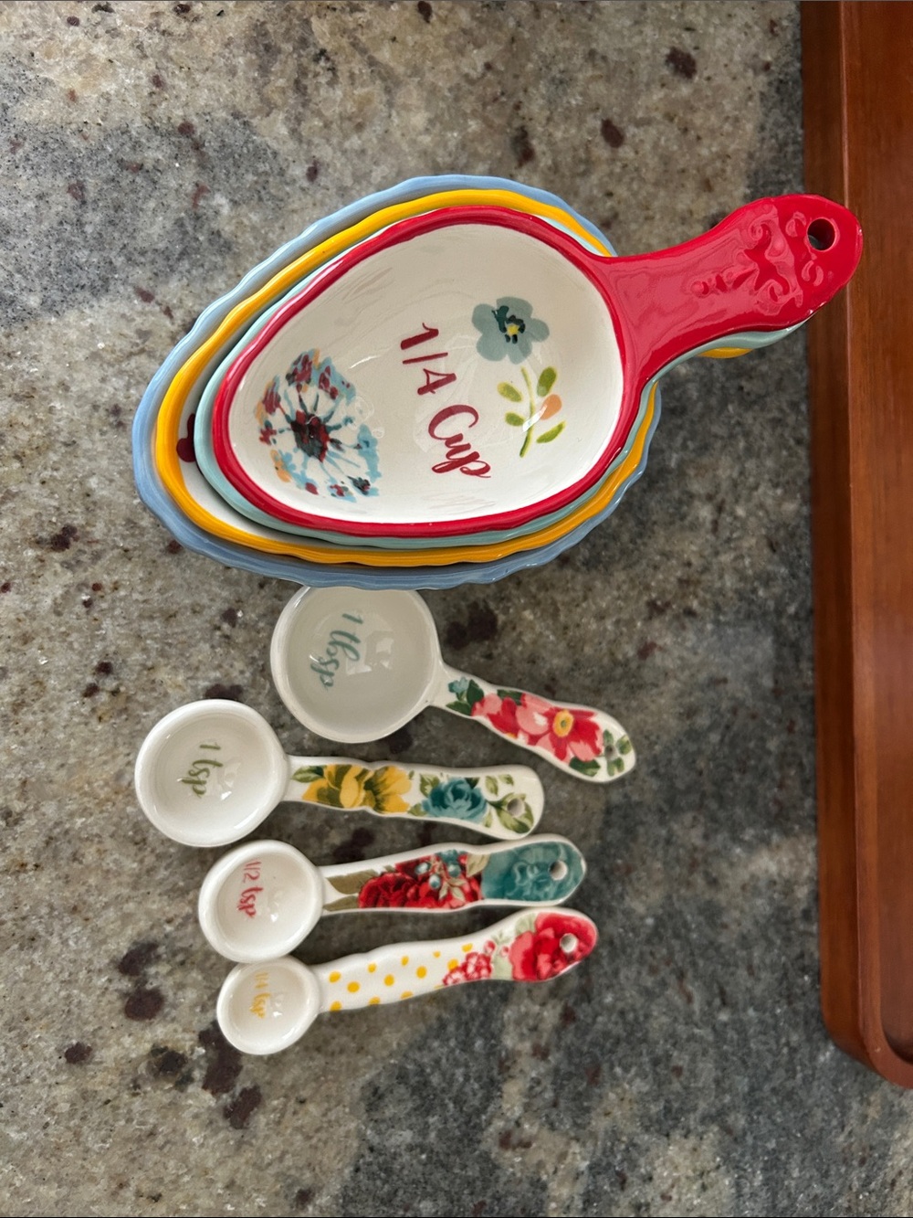 Floral Ceramic Measuring Cups and Spoons Set